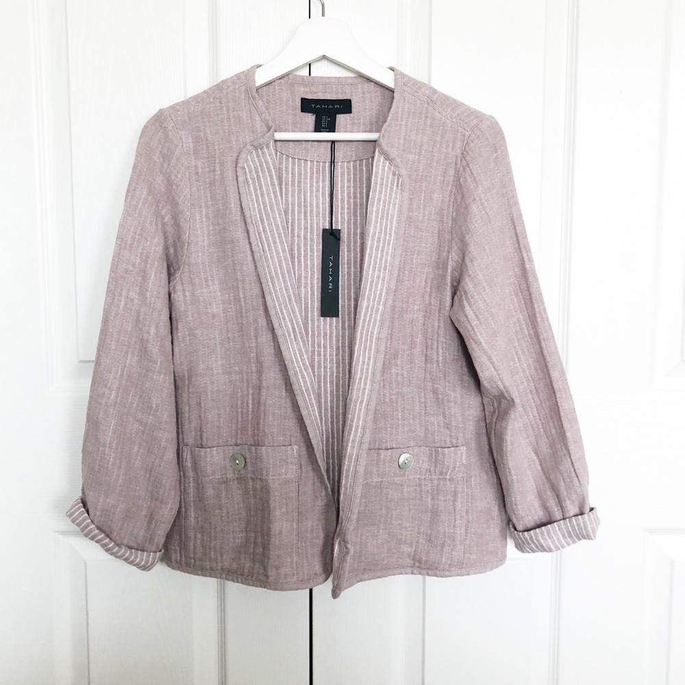 NWT Tahari Women’s Open-Front Linen Jacket S